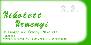 nikolett urmenyi business card