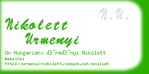 nikolett urmenyi business card